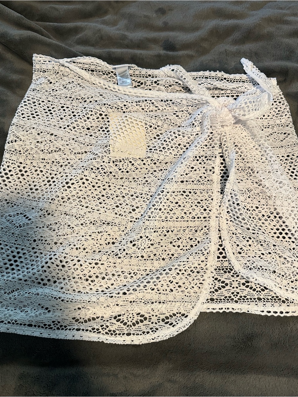Dotti White Crochet Tie-Waist Swim Coverup Skirt